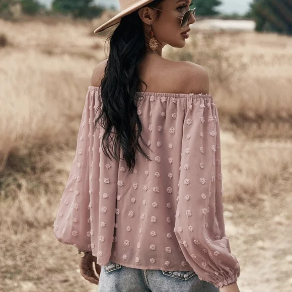 NWOT Miss Sparkling Boutique Layered Chiffon Swiss Dot Rose Blouse Size XL - Picture 3 of 9